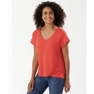 Tommy Bahama M Sealight V-Neck Red Women's Short Sleeve T Shirt Top Coastal